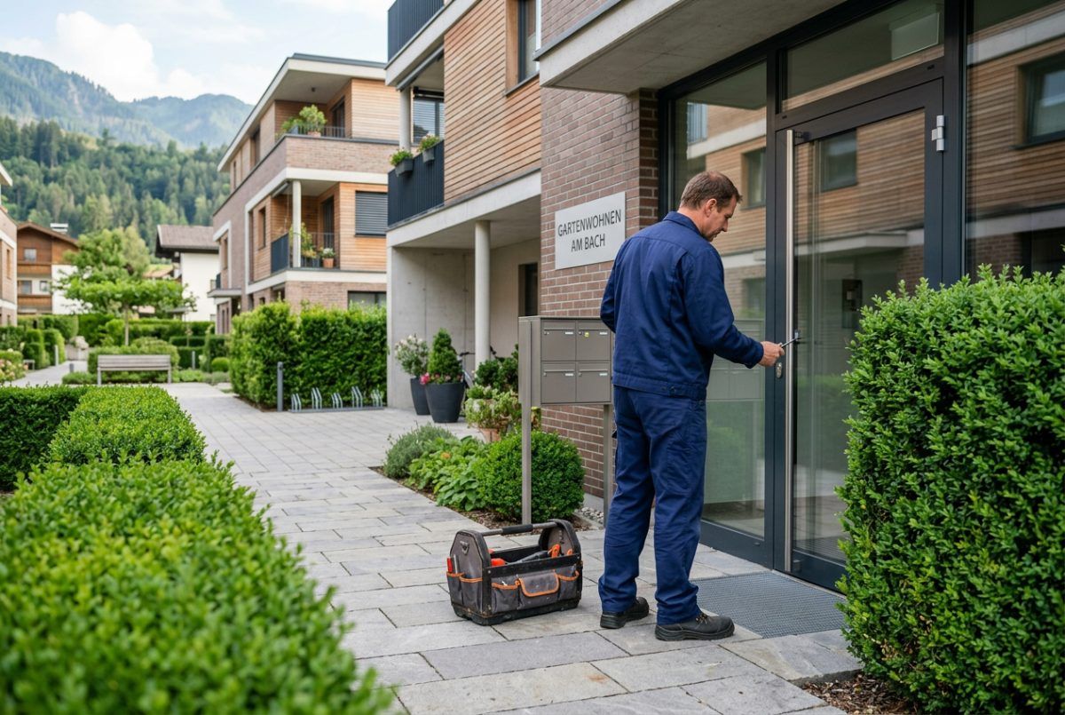 Hausmeisterservice bei einer gepflegten Wohnanlage